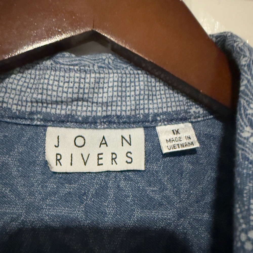Joan Rivers Patchwork Denim Button Front Shirt Ja… - image 3